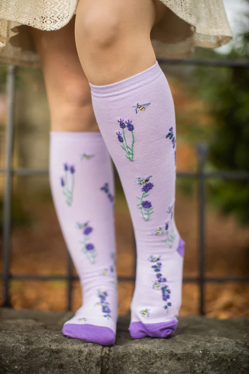 Bees and Lavender Stretch It Knee High - Image 3