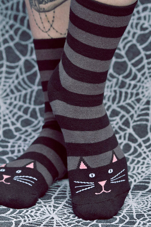 Black Cat Slipper Socks - Image 3
