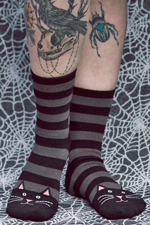 Black Cat Slipper Socks - Image 4