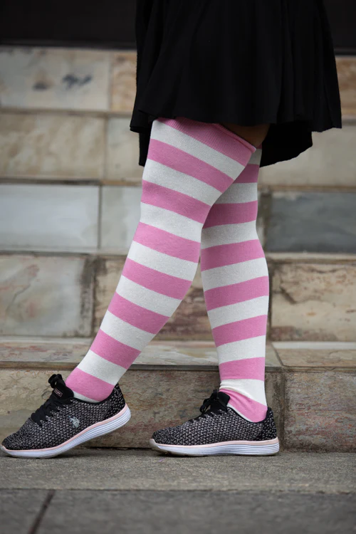 Longer Striped Extraordinary Thigh High Socks - Image 18