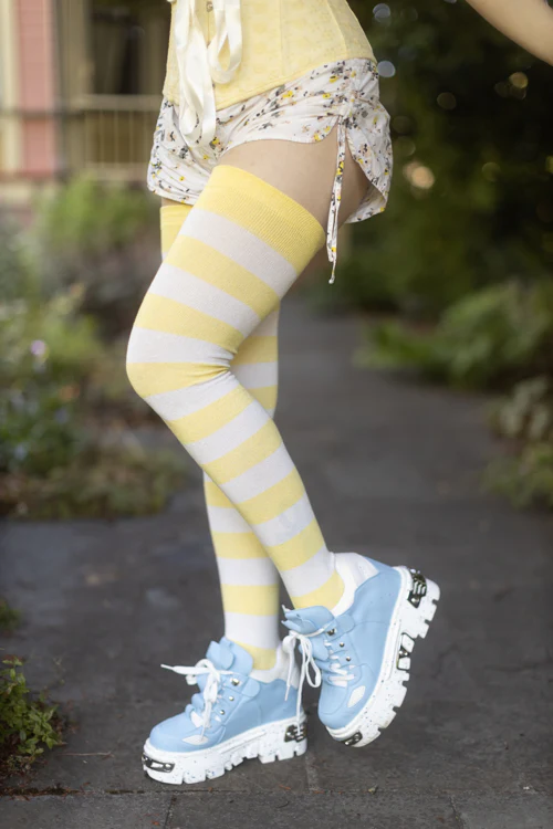 Longer Striped Extraordinary Thigh High Socks - Image 26