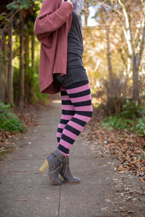 Longer Striped Extraordinary Thigh High Socks - Image 28