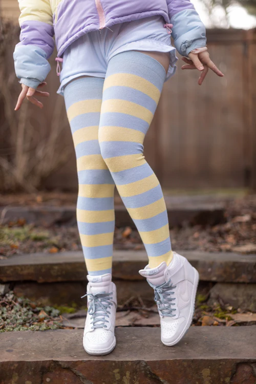 Longer Striped Extraordinary Thigh High Socks - Image 36