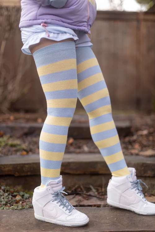 Longer Striped Extraordinary Thigh High Socks - Image 37