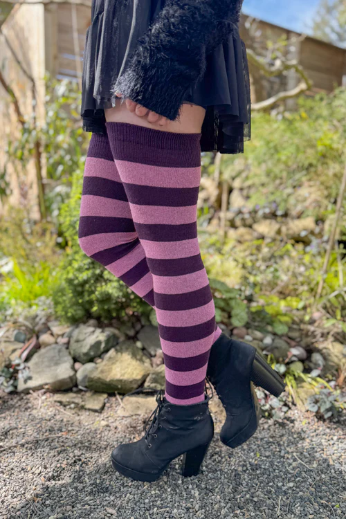 Longer Striped Extraordinary Thigh High Socks - Image 52