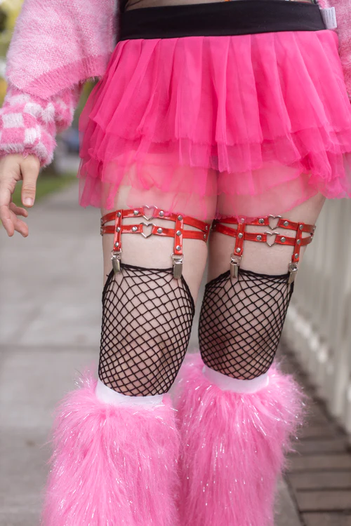 Iridescent Heart Suspender Thigh Garter - Image 3