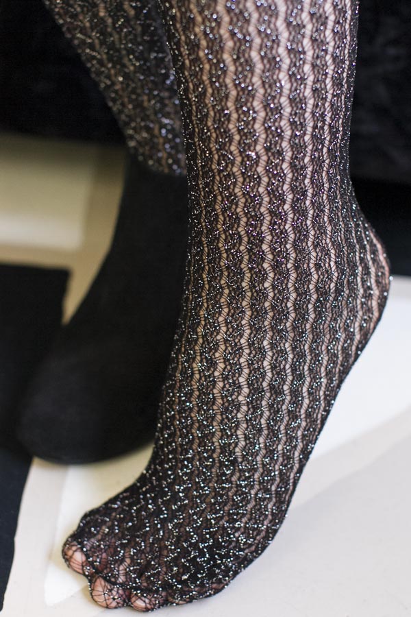 Lurex Cable Net Thigh Highs with Stay-Up Lace Top - Image 5