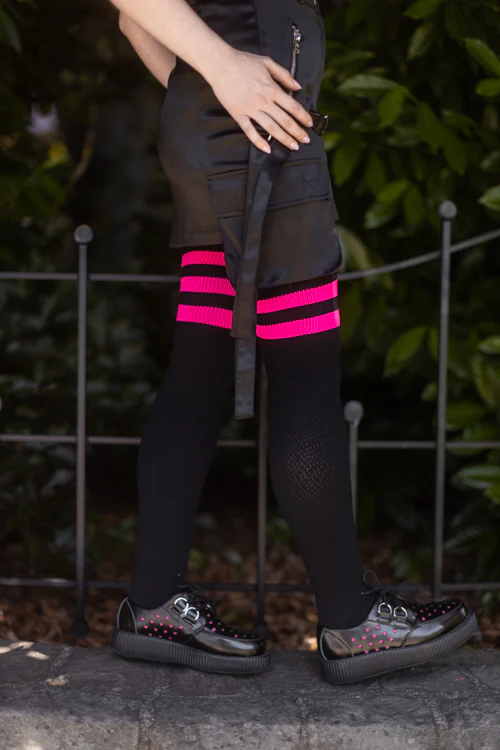 Neon Power Stripe Thigh High Socks - Image 12