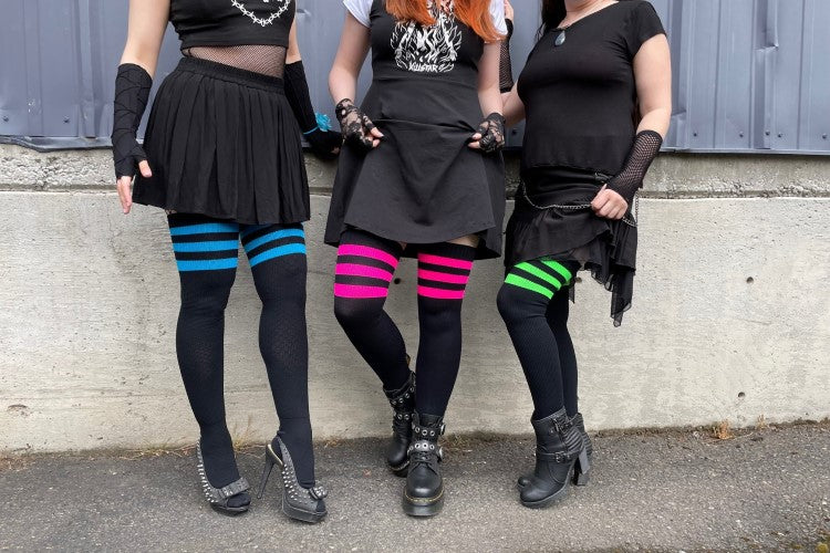 Neon Power Stripe Thigh High Socks - Image 17