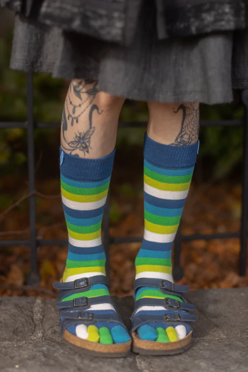 Stripy Crew Toe Socks - Image 12
