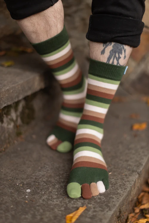 Stripy Crew Toe Socks - Image 3