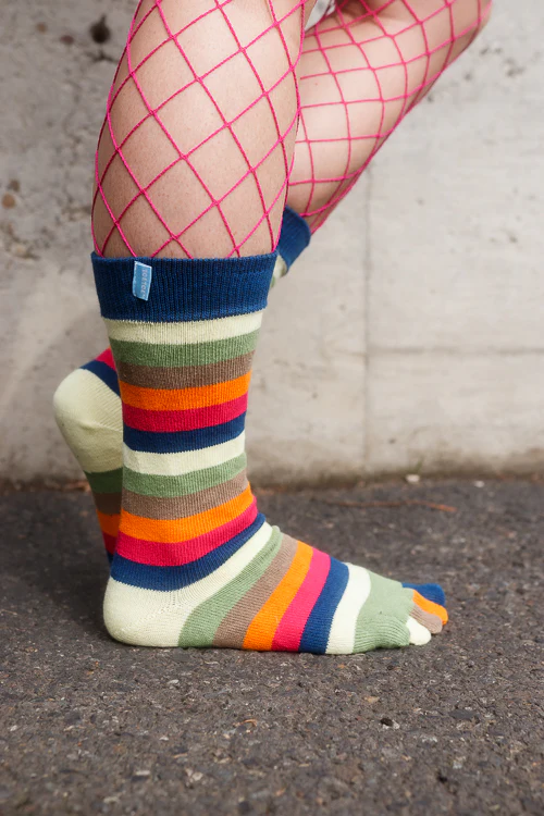 Stripy Crew Toe Socks - Image 6