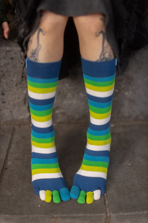 Stripy Crew Toe Socks - Image 9