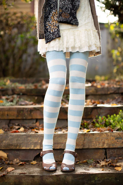 Longer Striped Extraordinary Thigh High Socks - Image 44